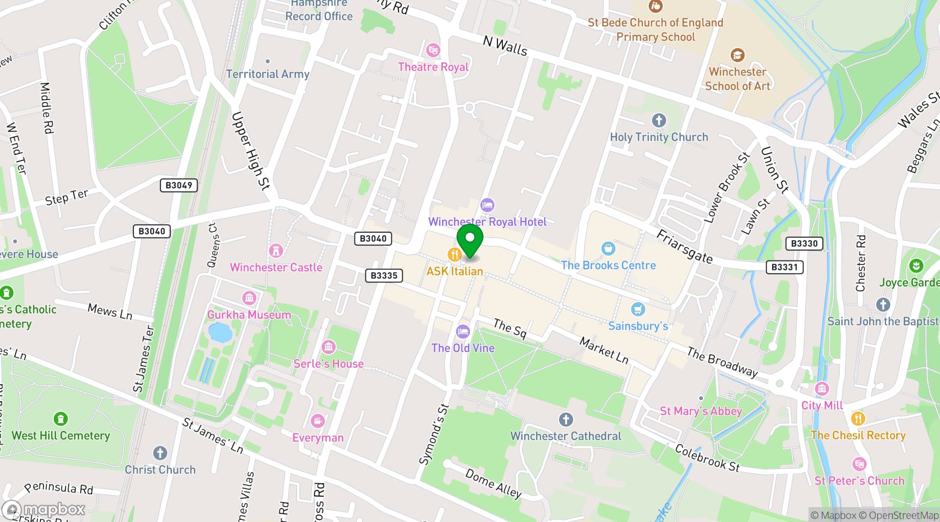 Map showing The Ivy Winchester brasserie
