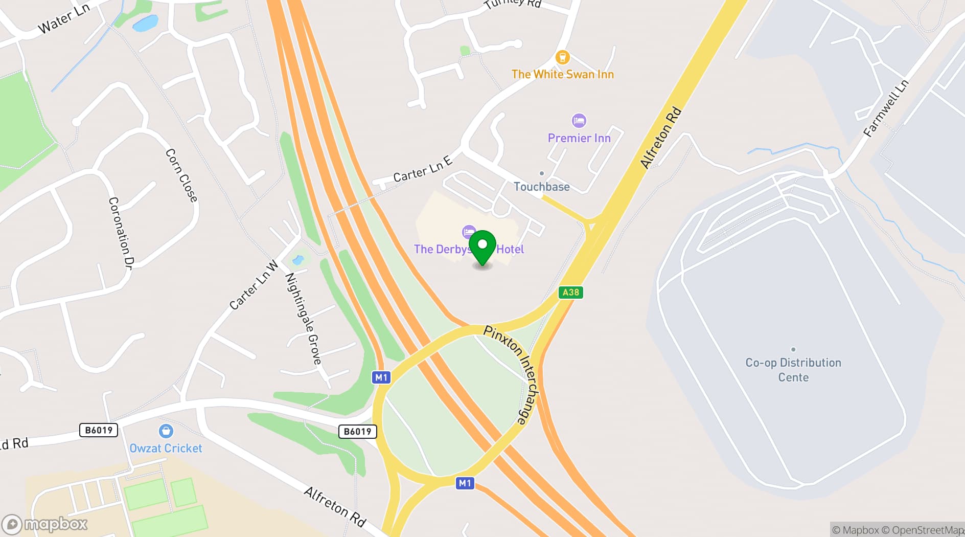 Map showing Holiday Inn South Normanton M1 Jct 28