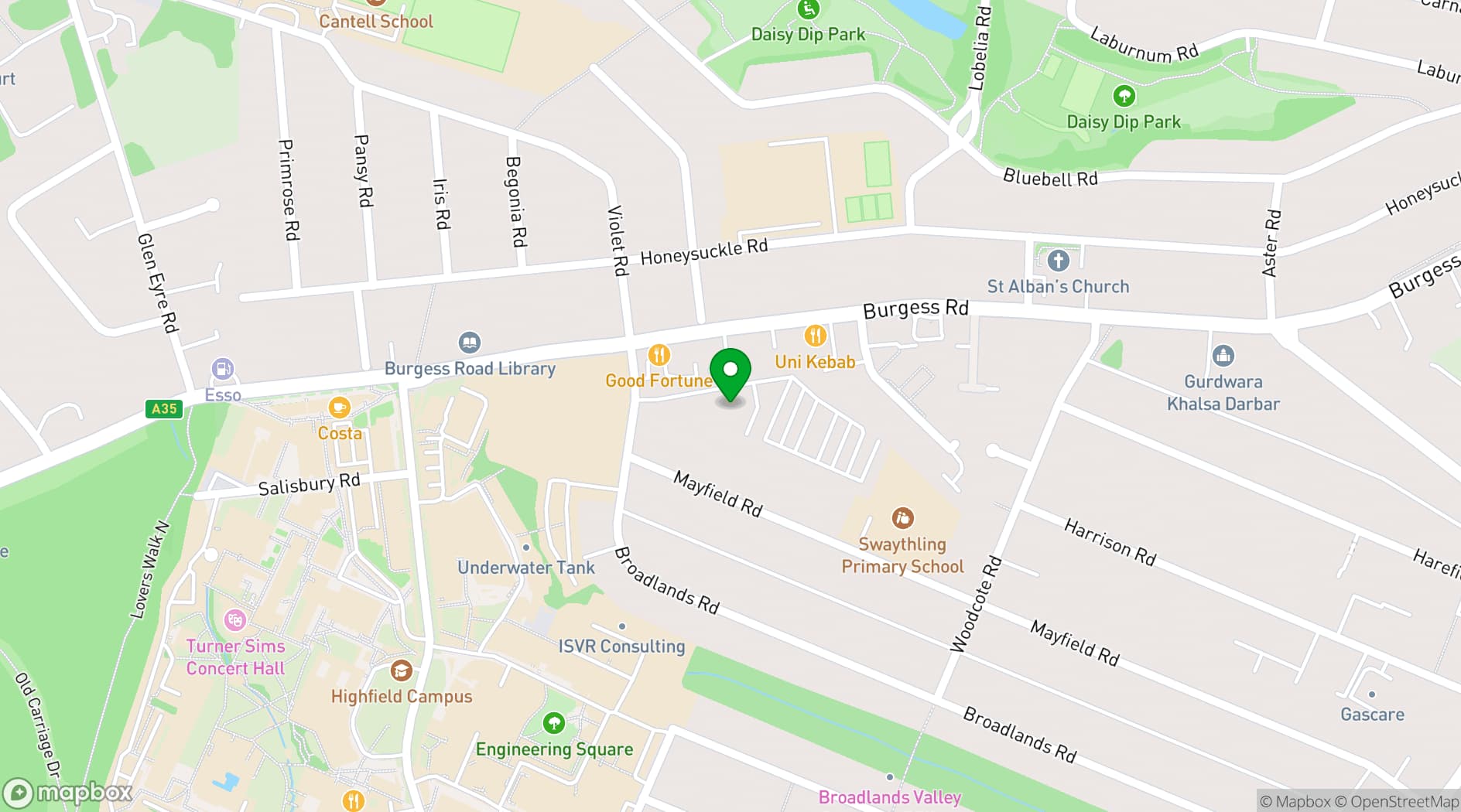Map showing Swaythling Neighbourhood Centre