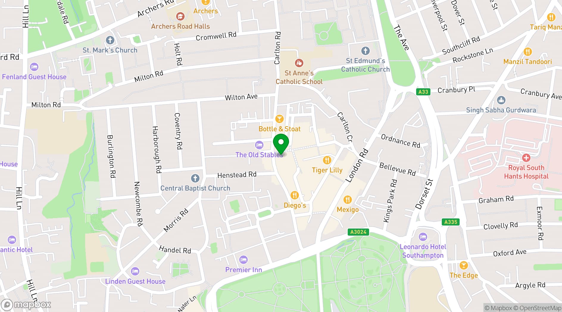 Map showing Revolution Southampton