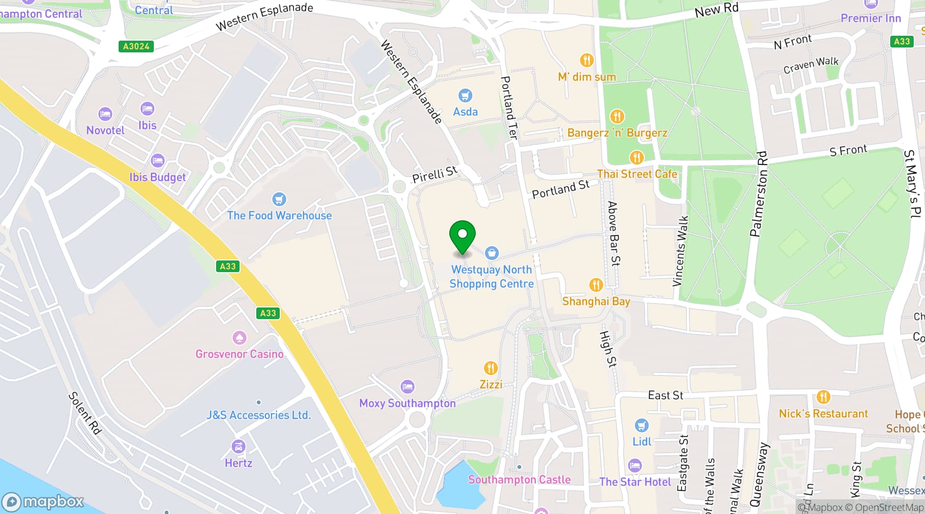 Map showing Boom Battle Bar Southampton