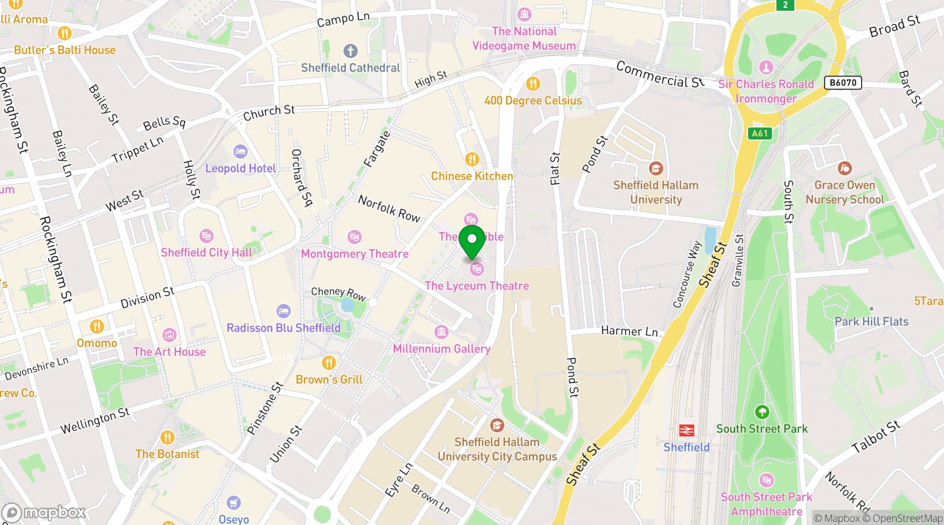 Map showing Crucible Theatre