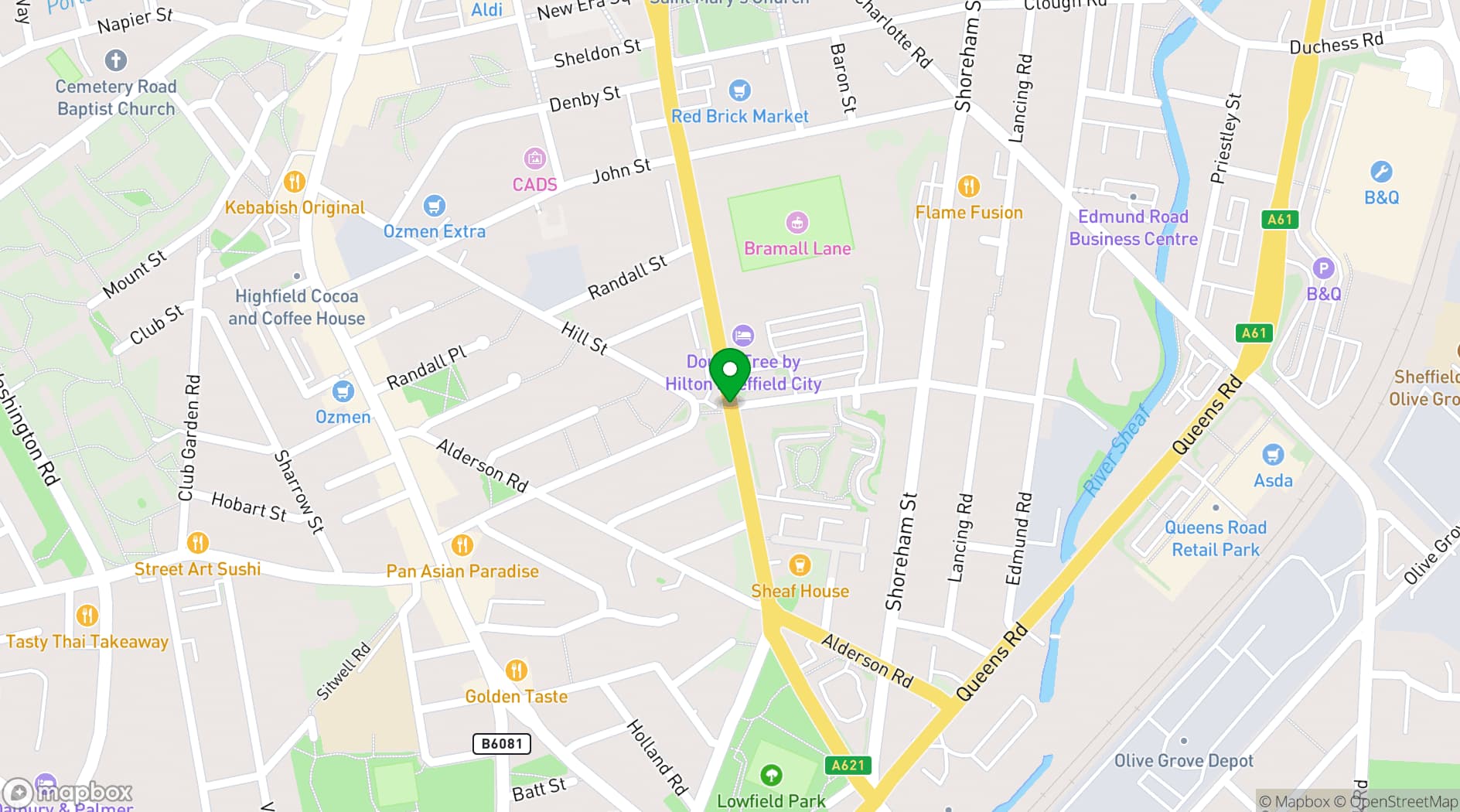 Map showing Sheffield United Football Club