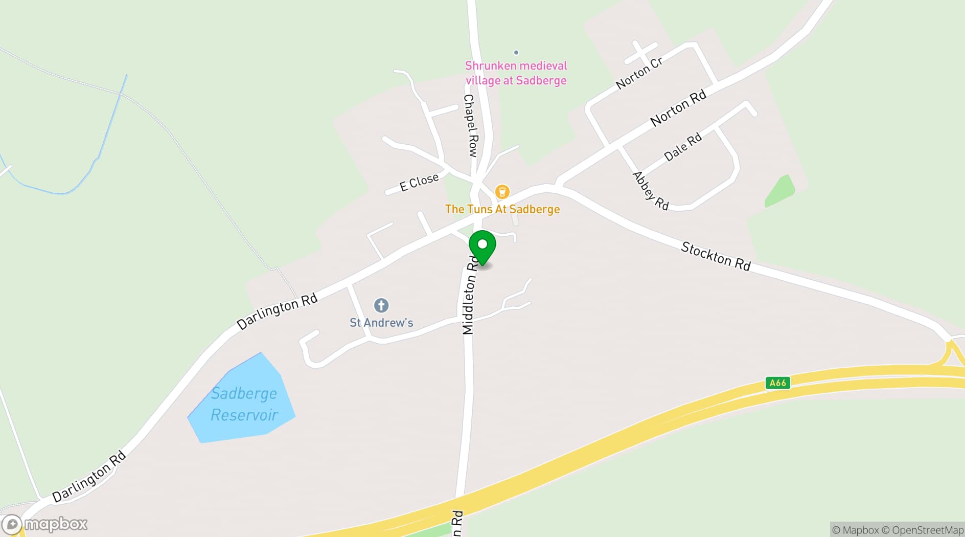 Map showing The Buck Inn Sadberge
