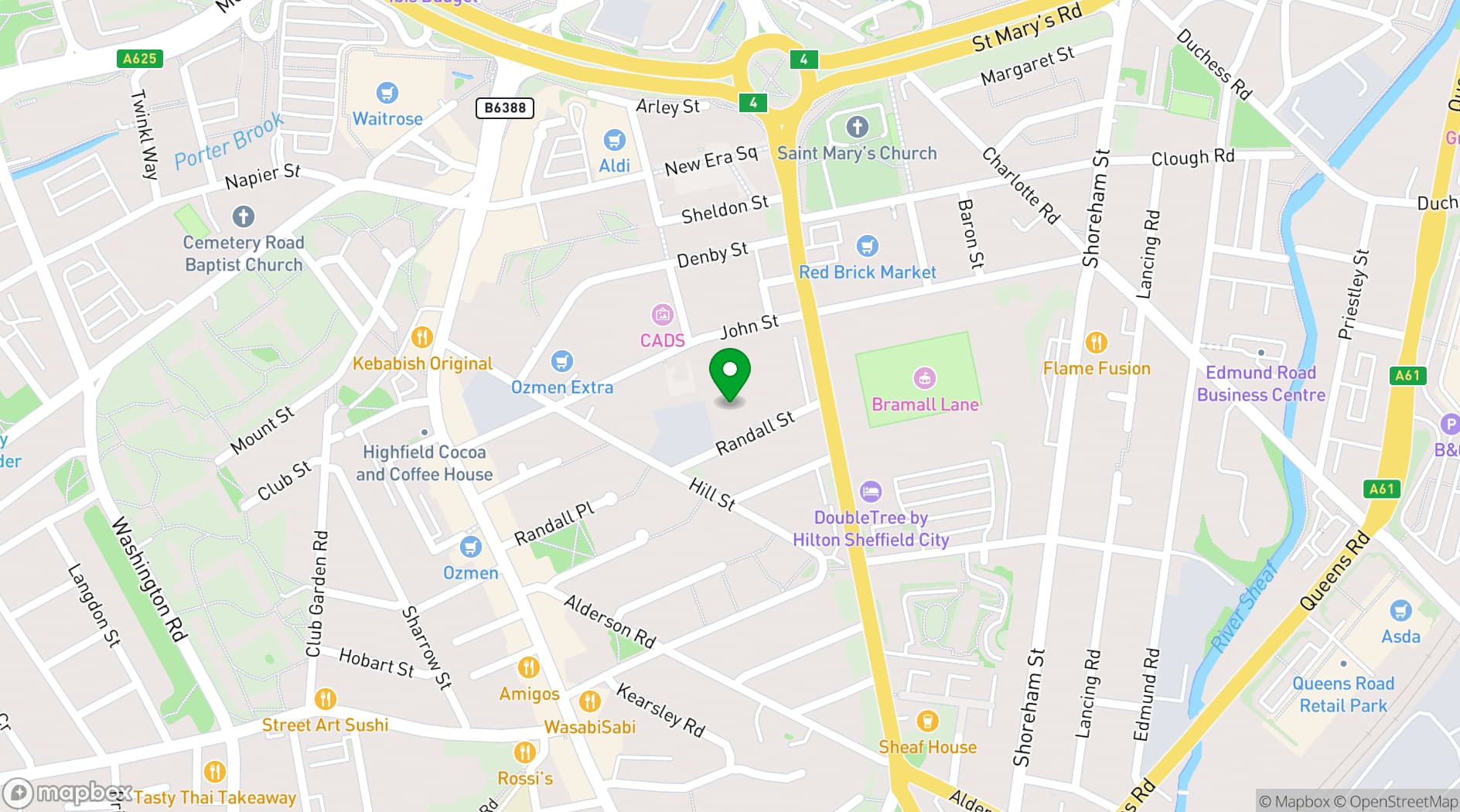 Map showing The Steamworks