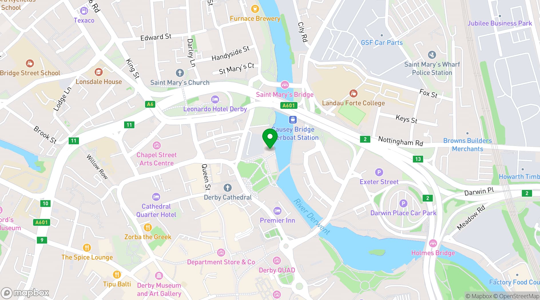 Map showing Derby Silk Mill Museum