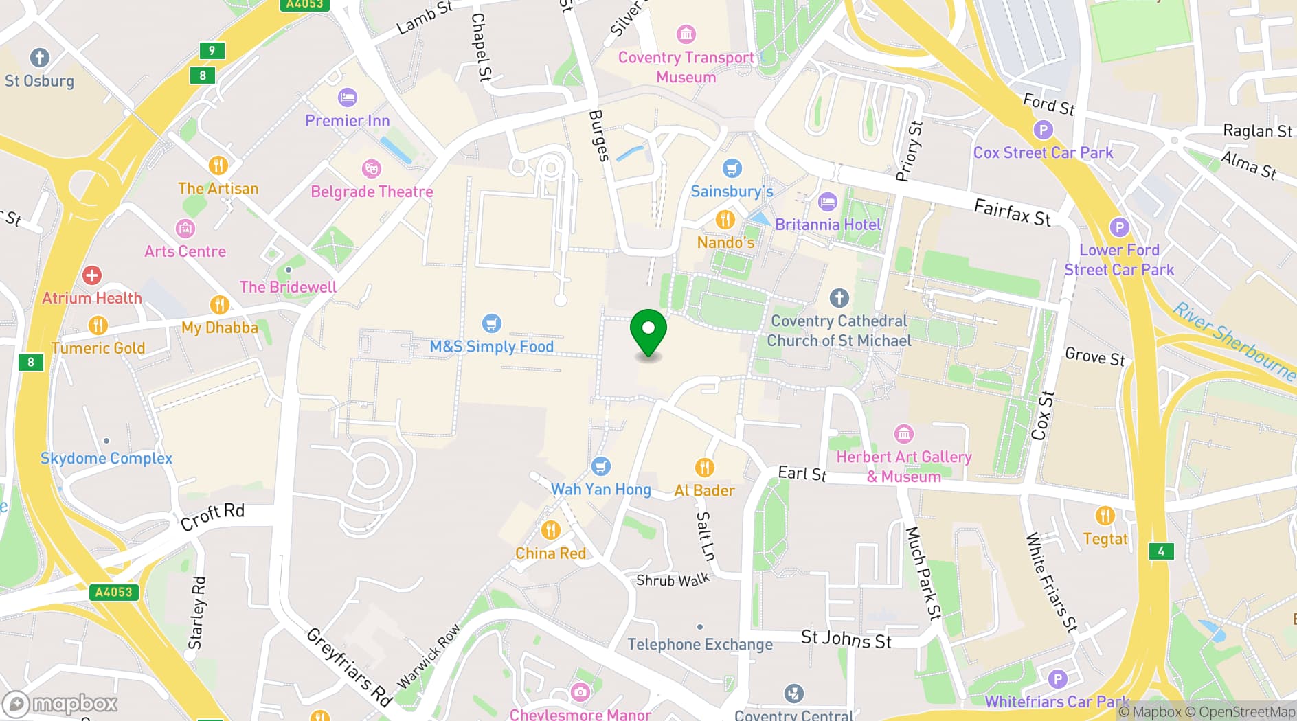 Map showing Las Iguanas Coventry