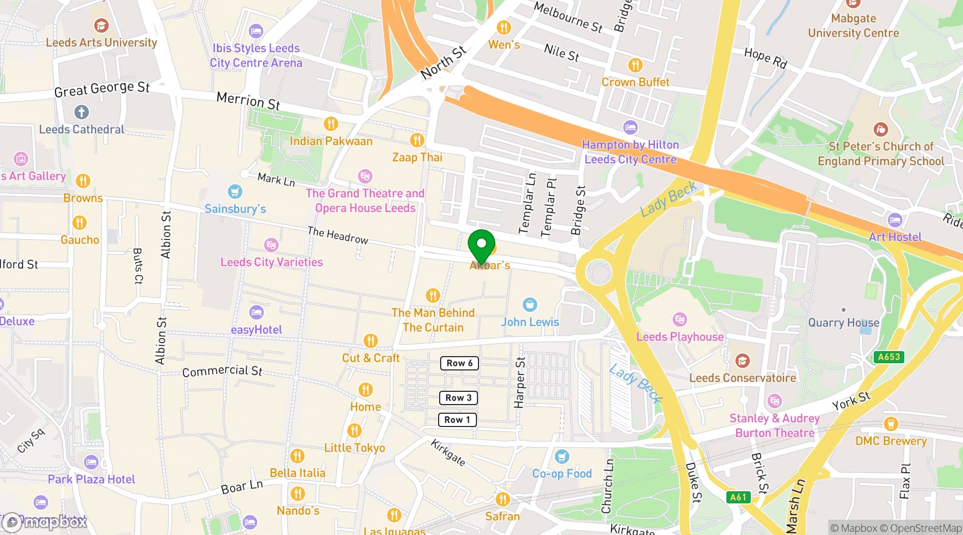 Map showing Boom Battle Bar Leeds