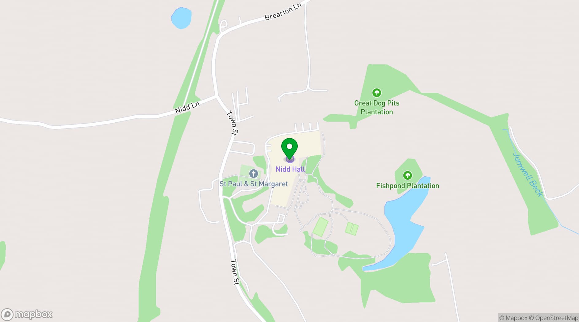Map showing Nidd Hall