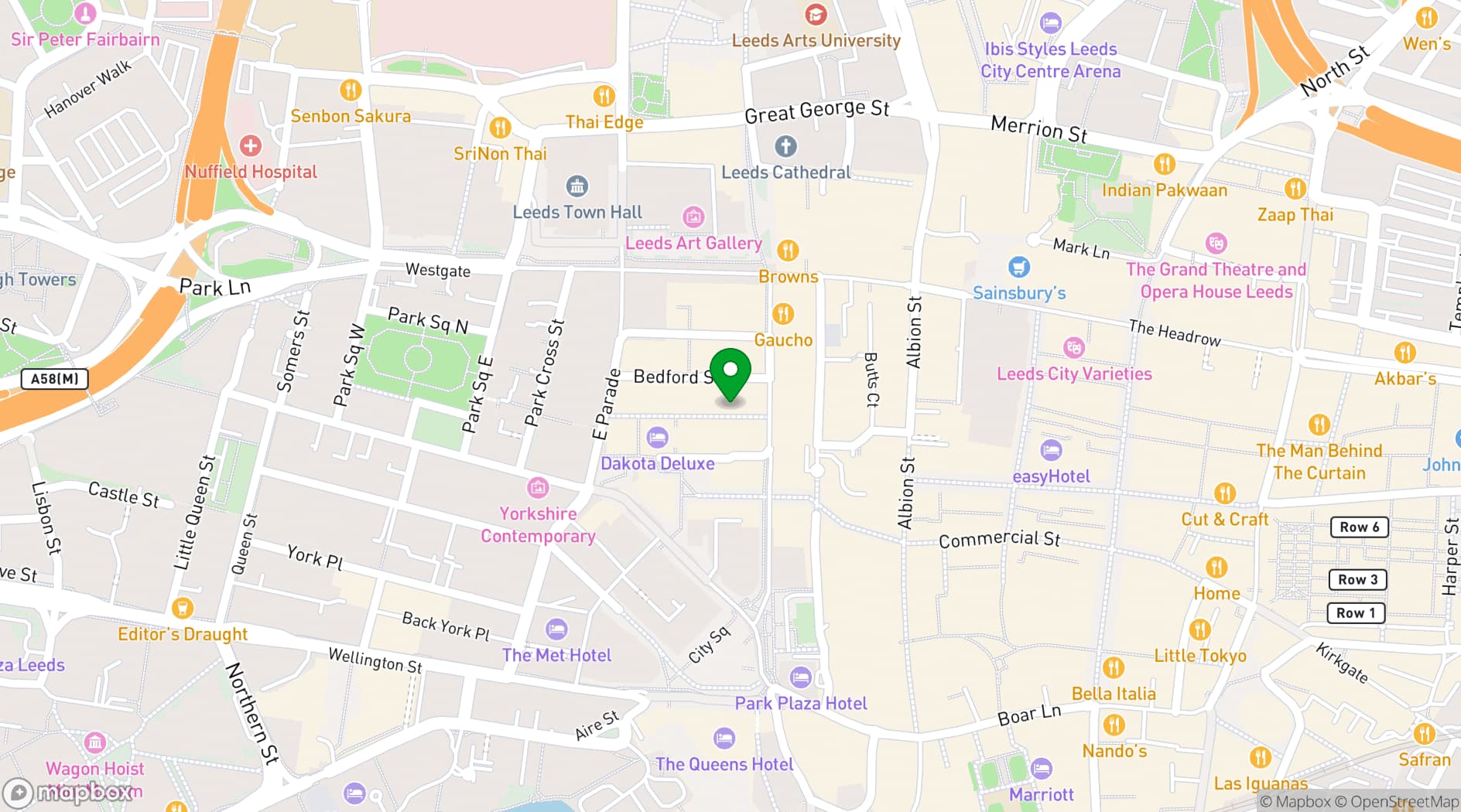 Map showing Be At One Greek Street Leeds