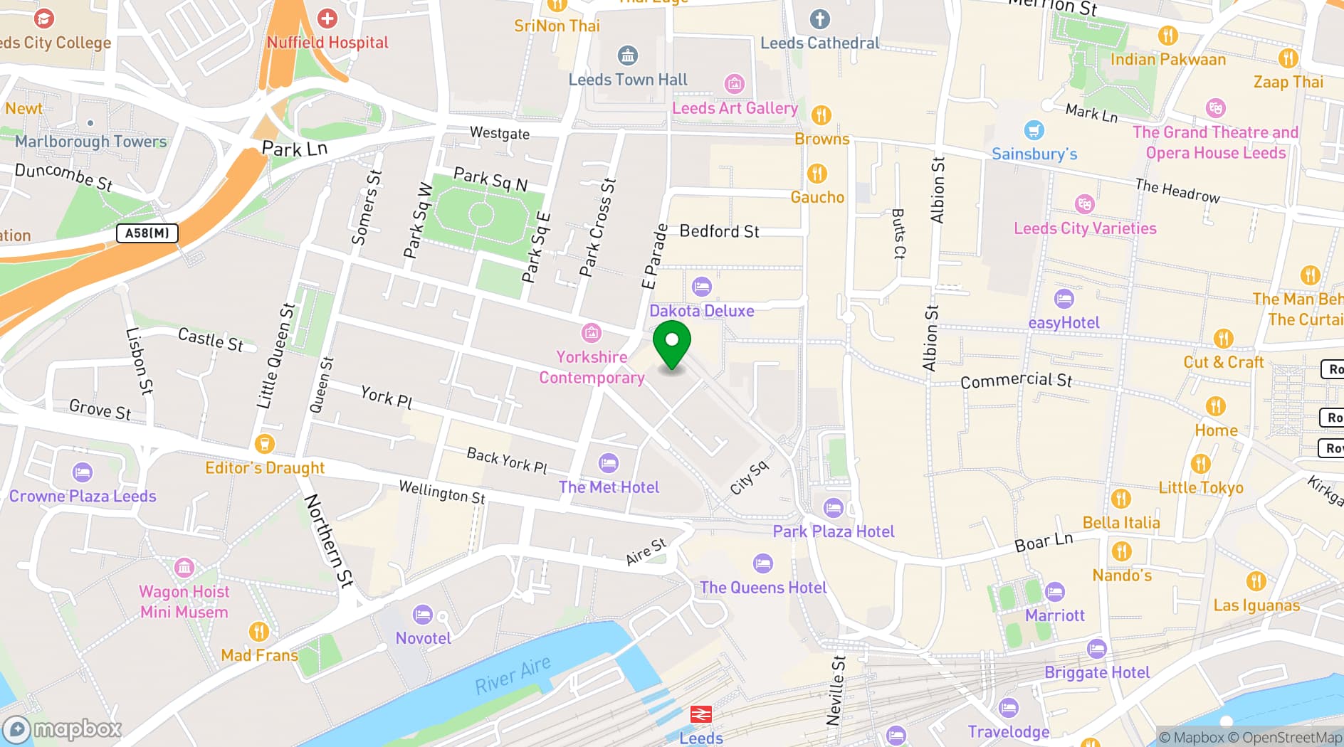 Map showing Aspire Leeds