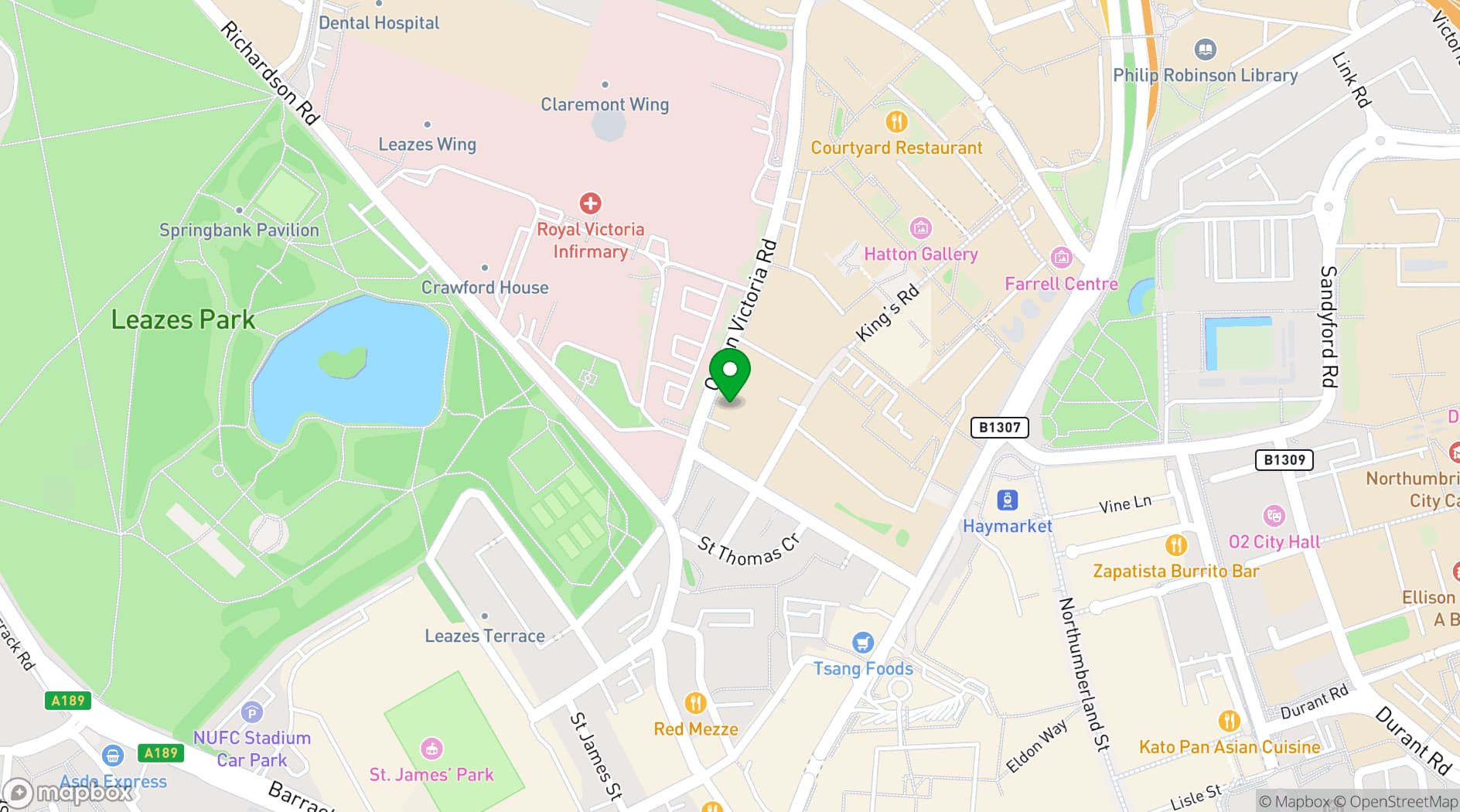 Map showing The Grove, Newcastle