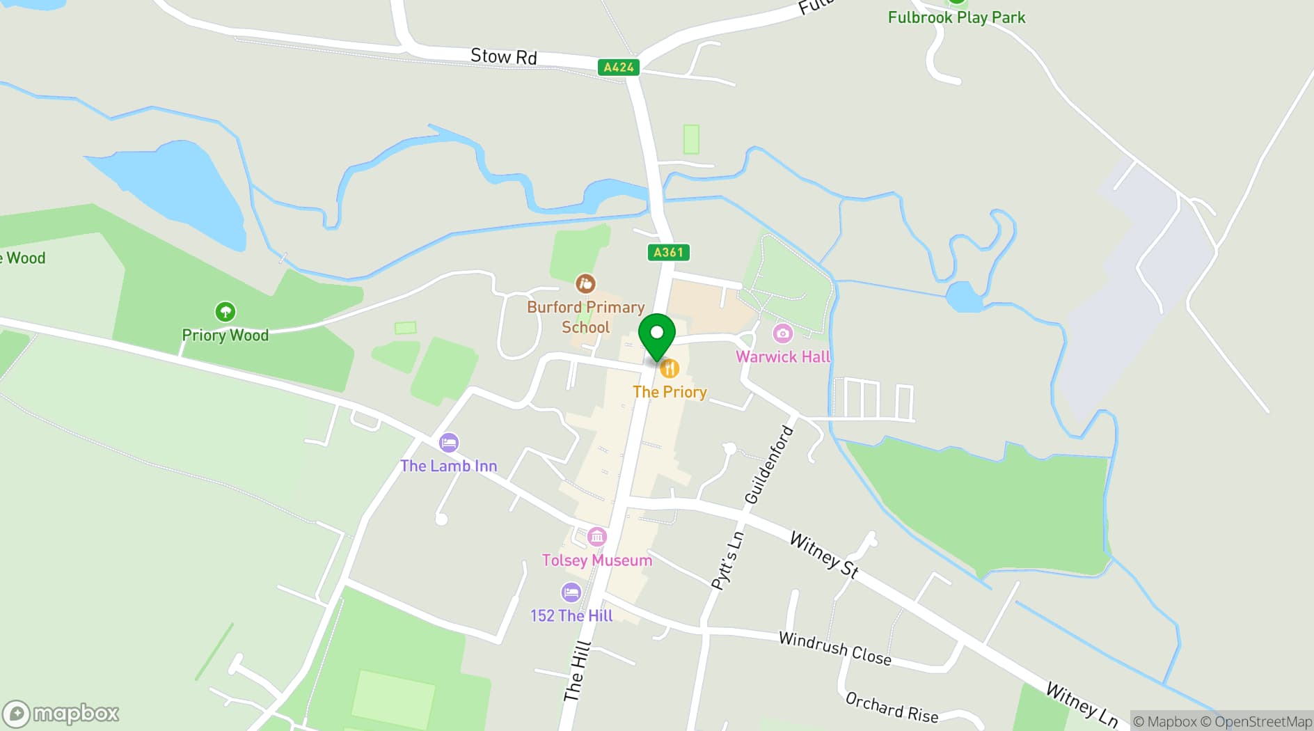 Map showing The Priory Burford