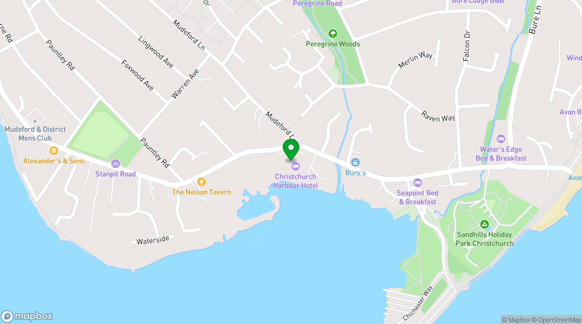 Map showing Harbour Hotel & Spa Christchurch