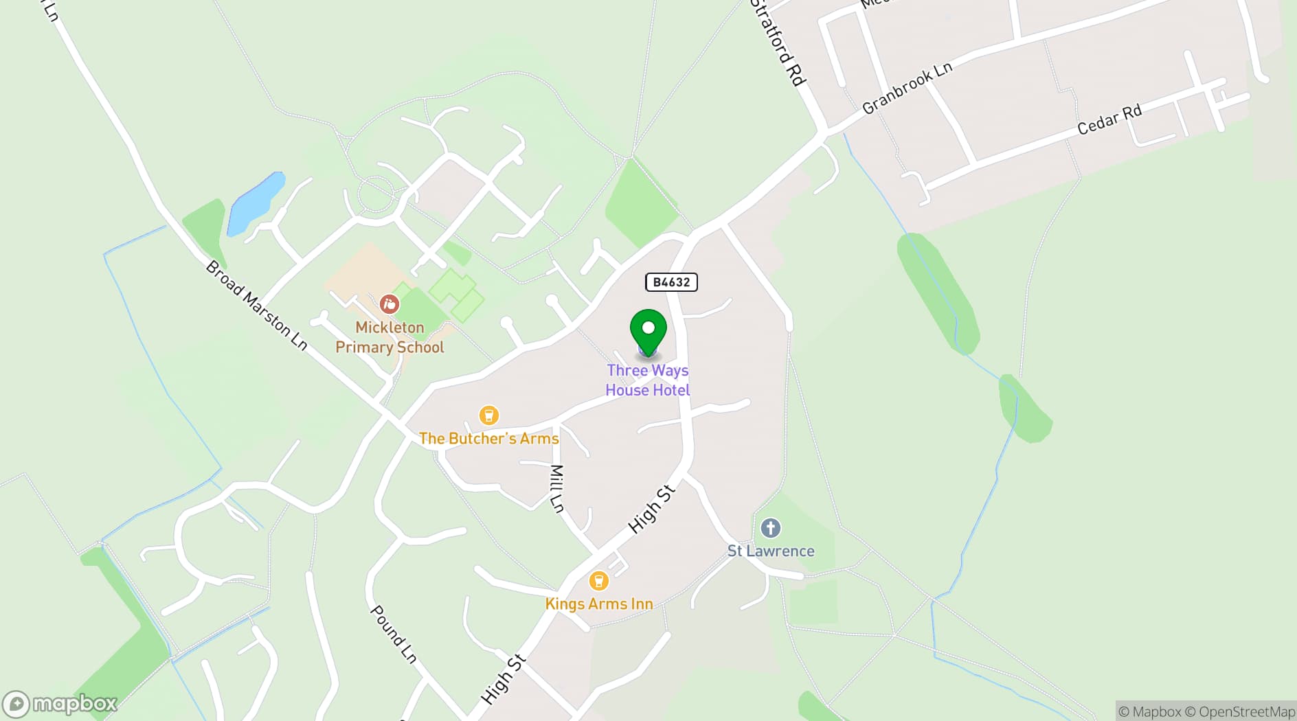 Map showing Three Ways House Hotel