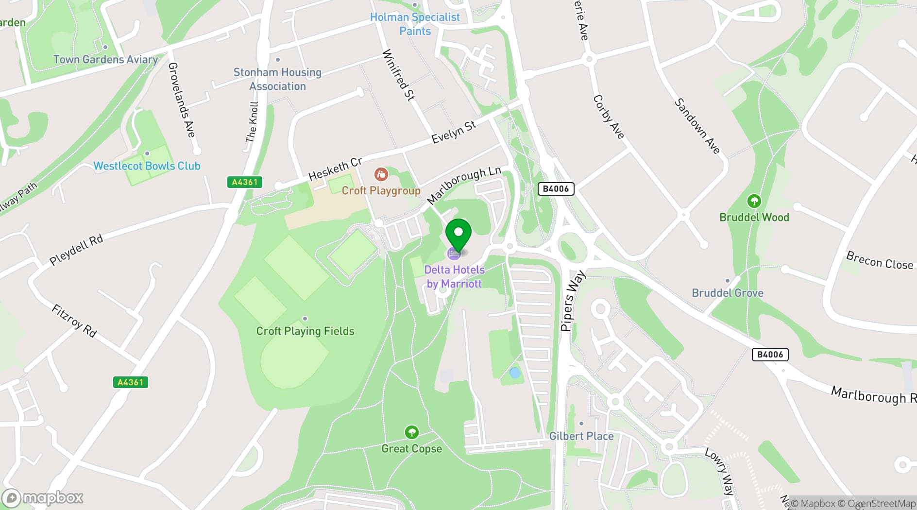 Map showing Delta Hotels Swindon