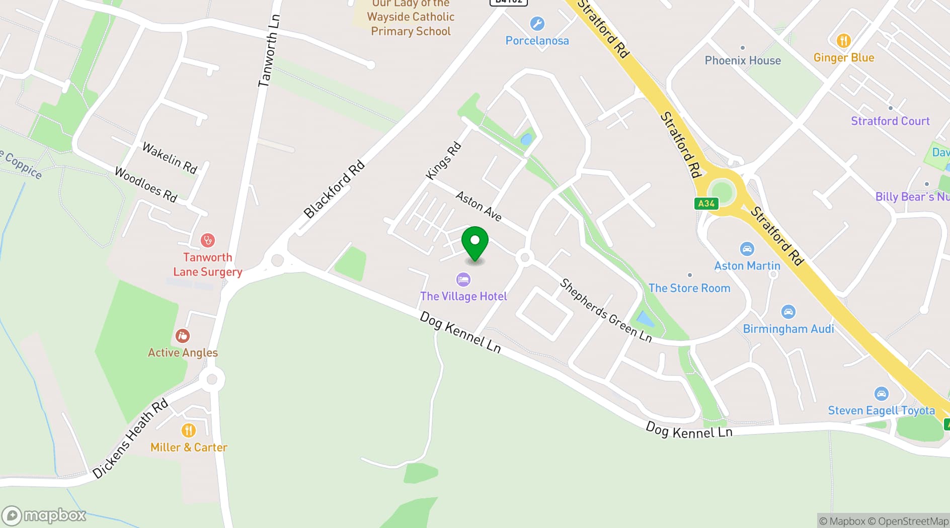 Map showing Village Hotel Solihull