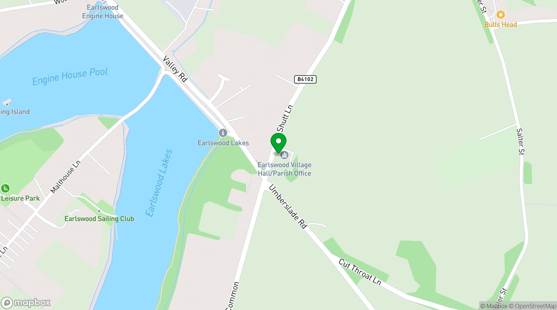 Map showing Earlswood Village Hall