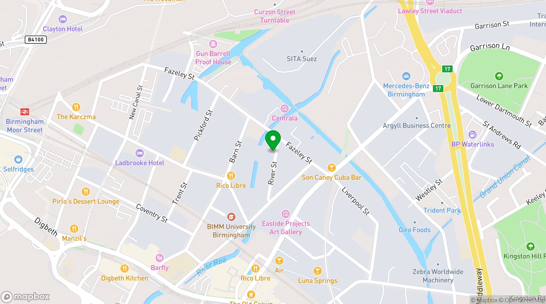 Map showing Secret Space digbeth