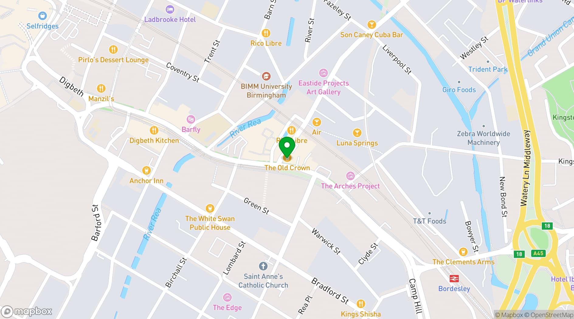 Map showing The Old Crown