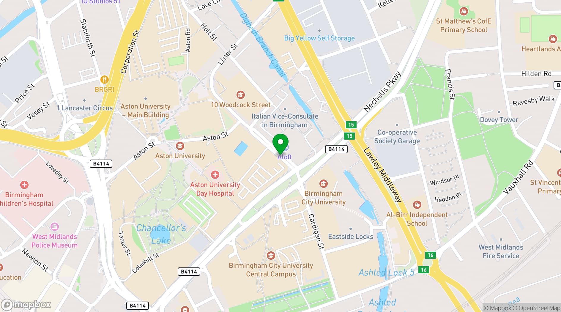 Map showing The Eastside Rooms