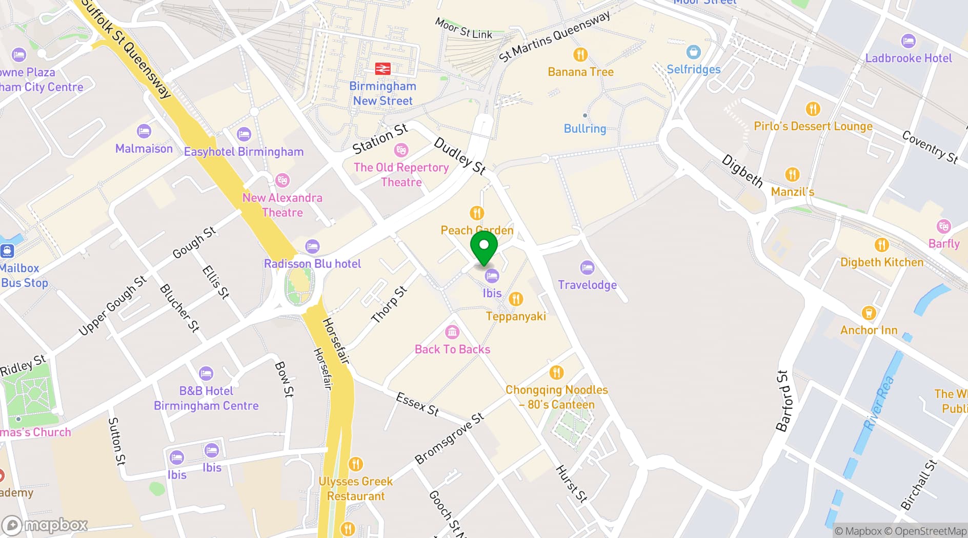 Map showing Ibis Birmingham New Street