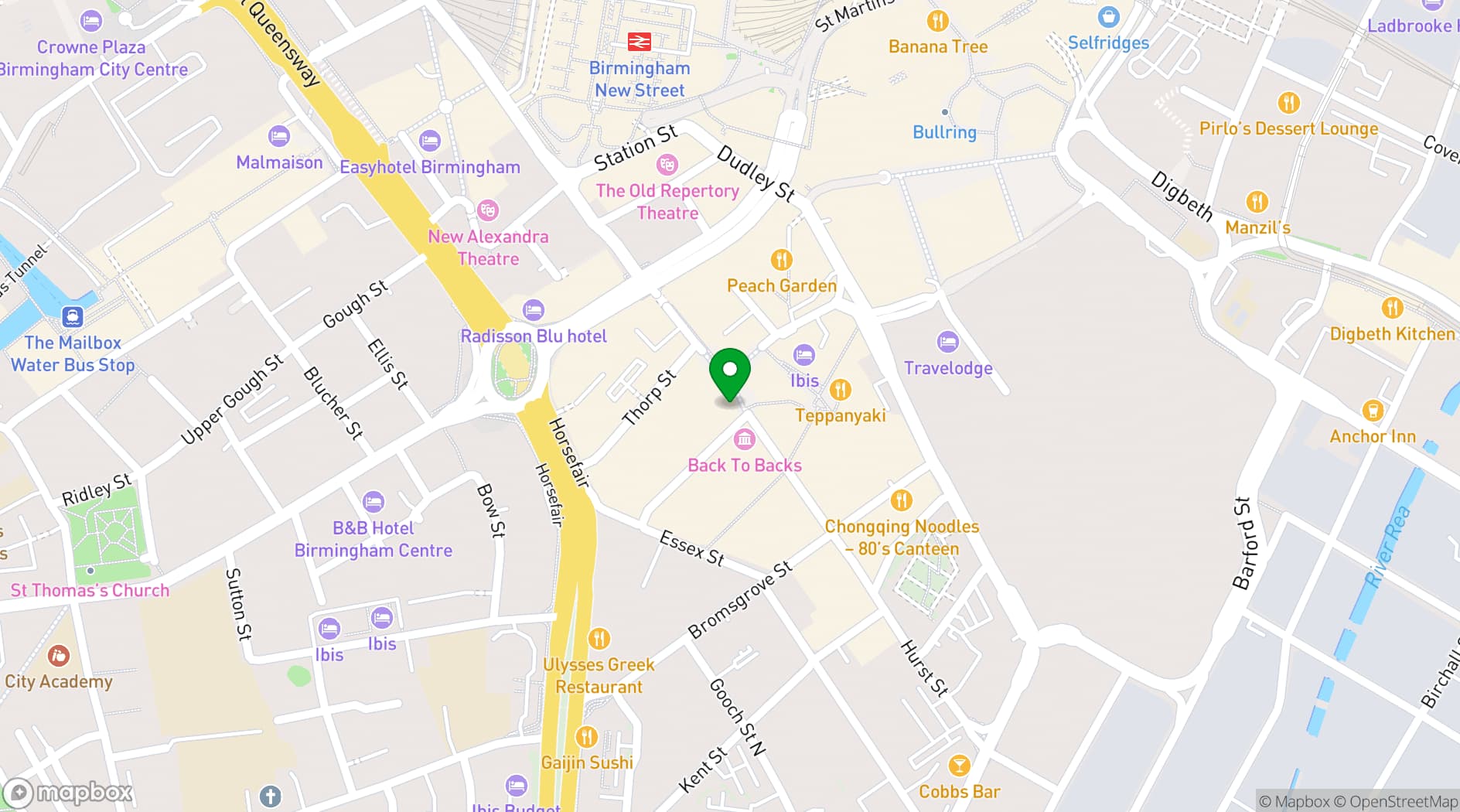 Map showing Birmingham Hippodrome