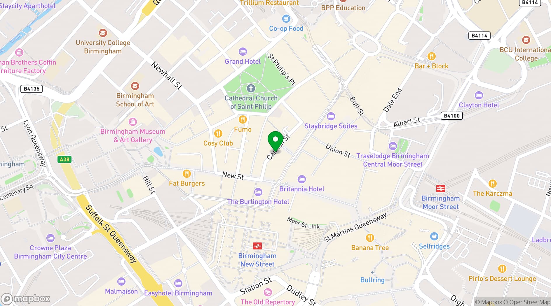 Map showing thestudio Birmingham