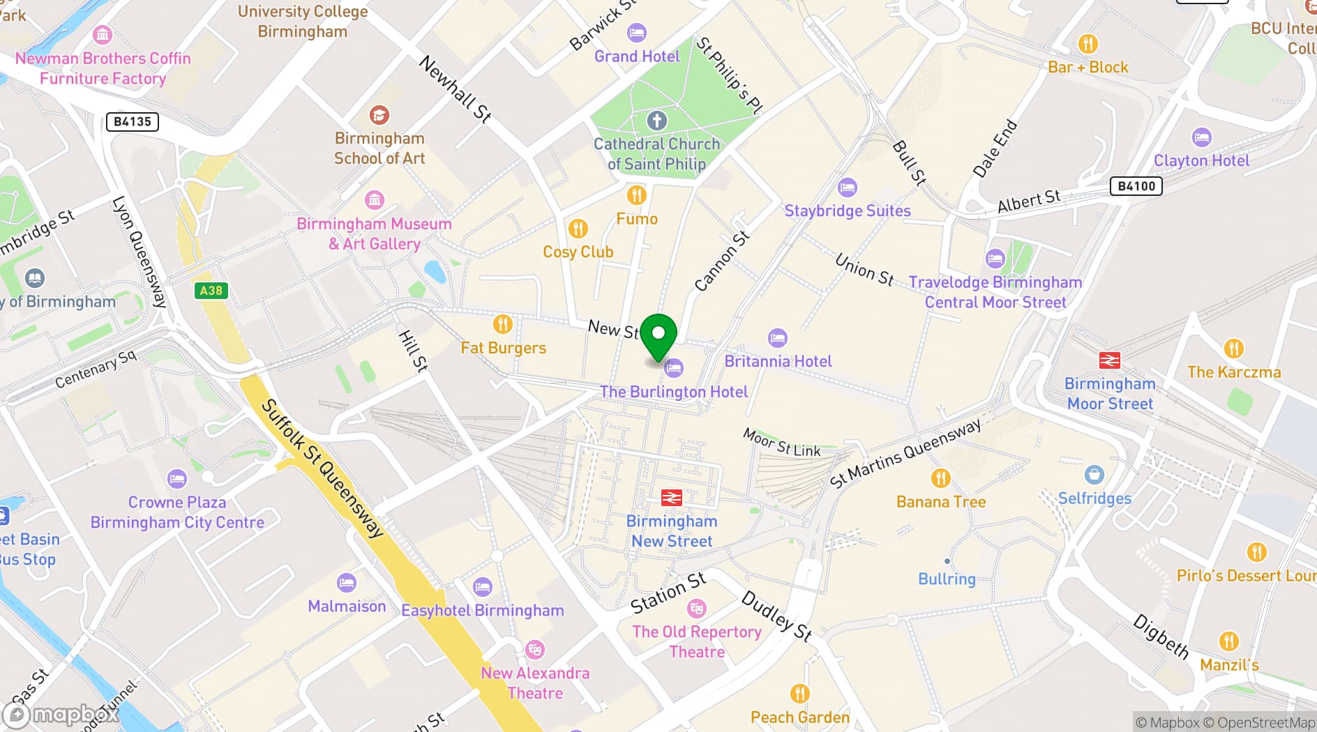 Map showing Macdonald Burlington Hotel