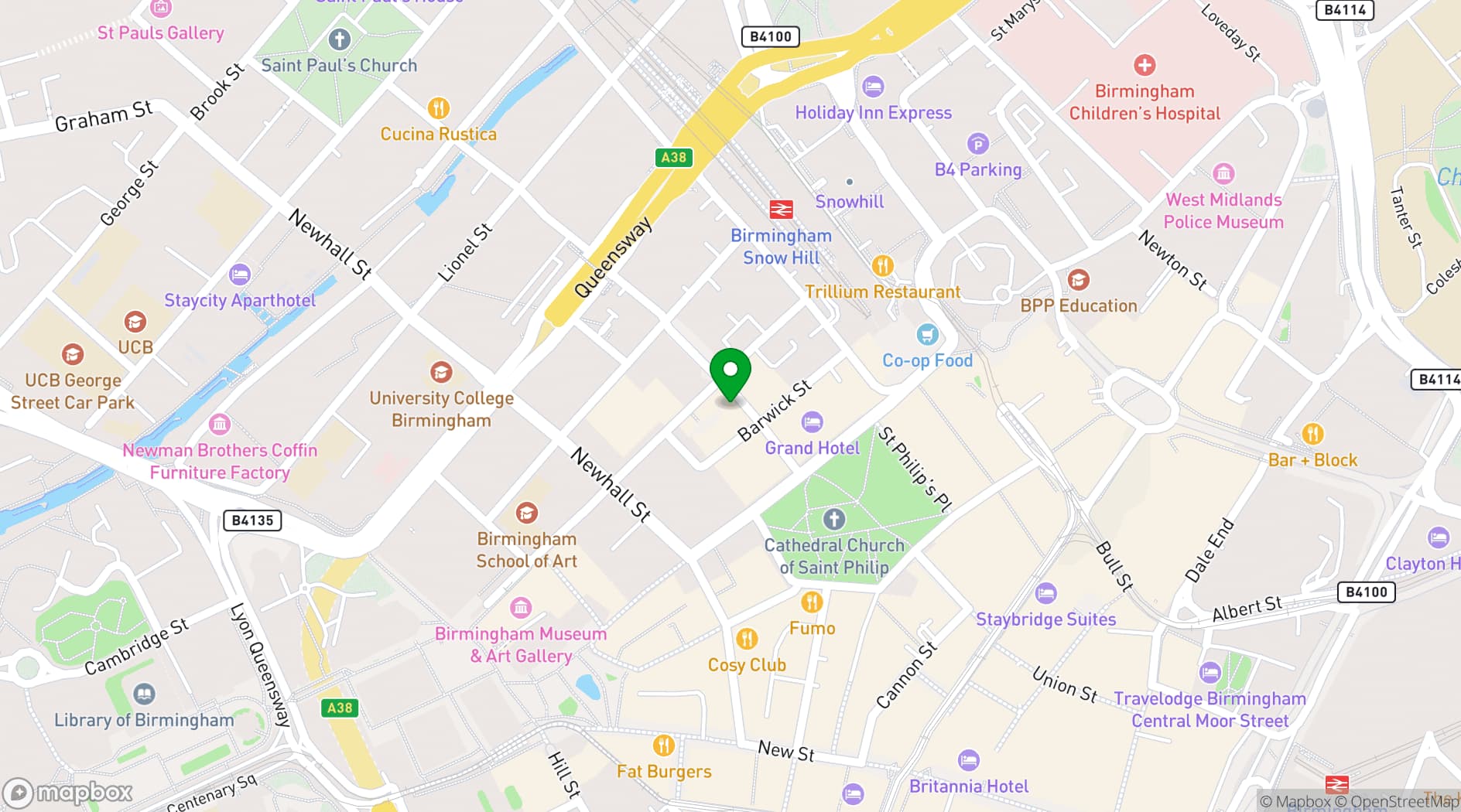 Map showing Townhouse Birmingham