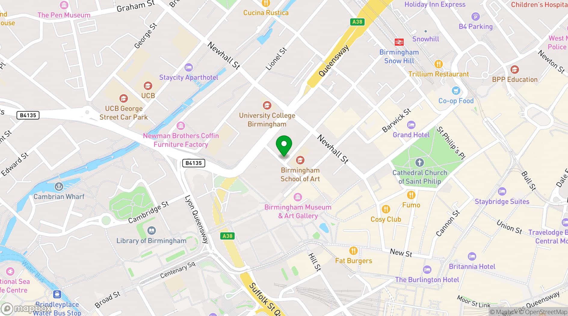 Map showing The Birmingham & Midland Institute