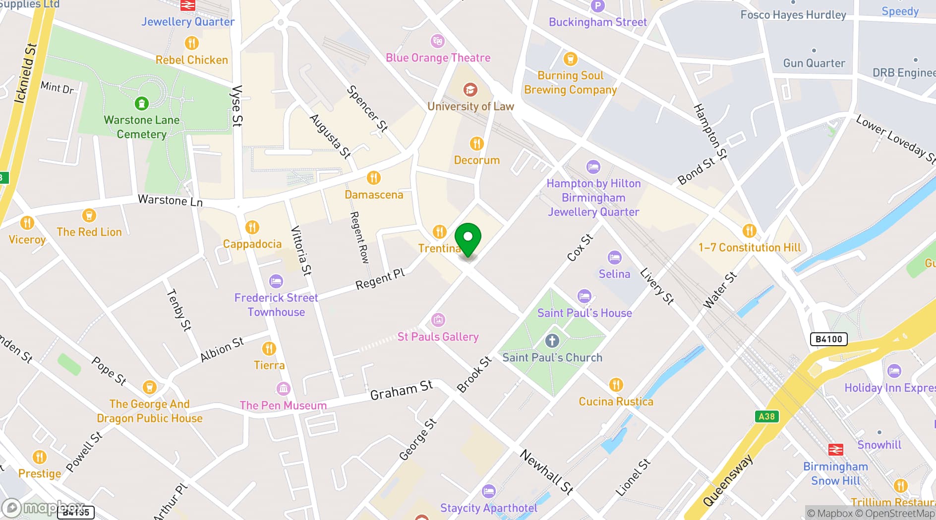 Map showing Eat Drink Meet