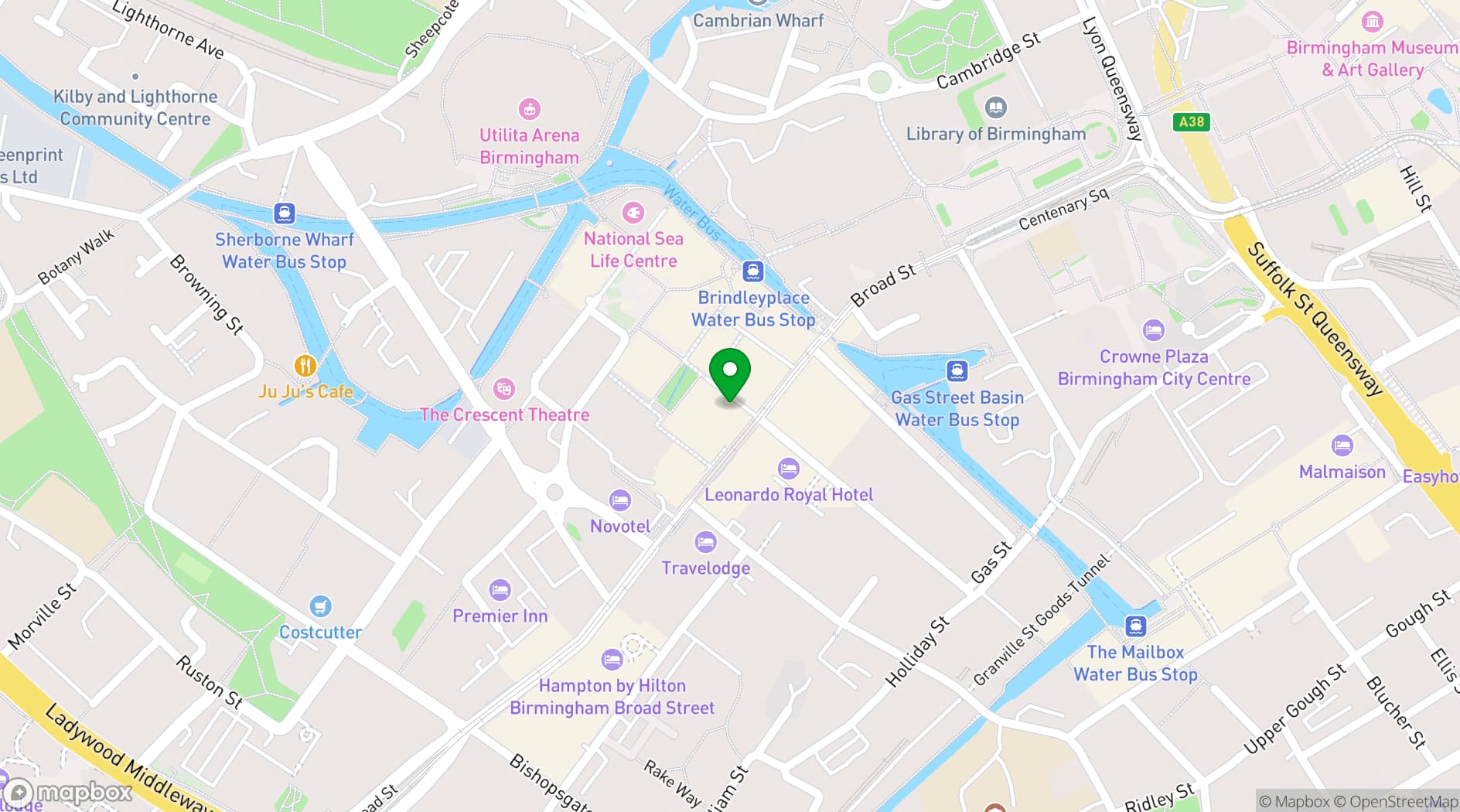 Map showing Popworld Birmingham