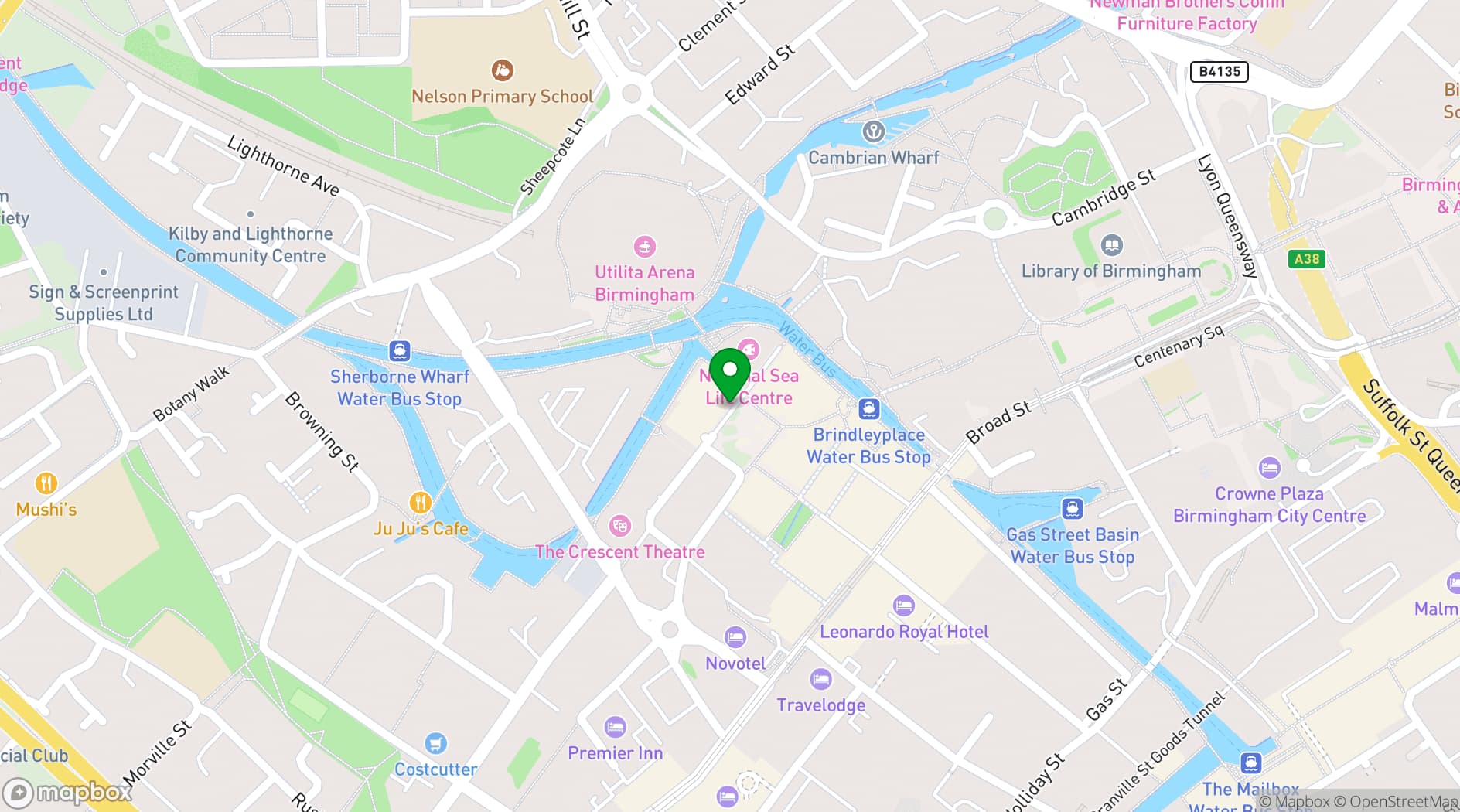 Map showing Bank Restaurant Bar & Grill