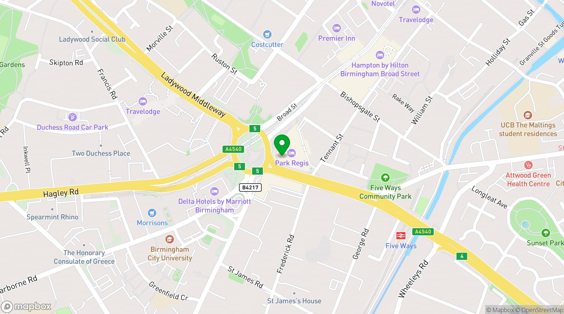 Map showing Park Regis Birmingham