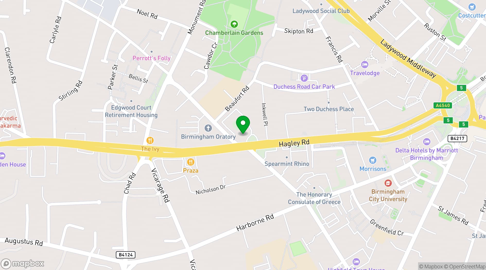 Map showing Plough & Harrow Hotel