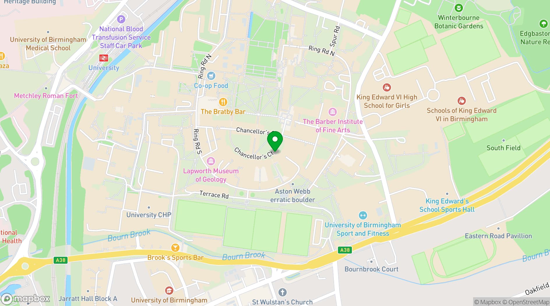 Map showing Bramall Music Building