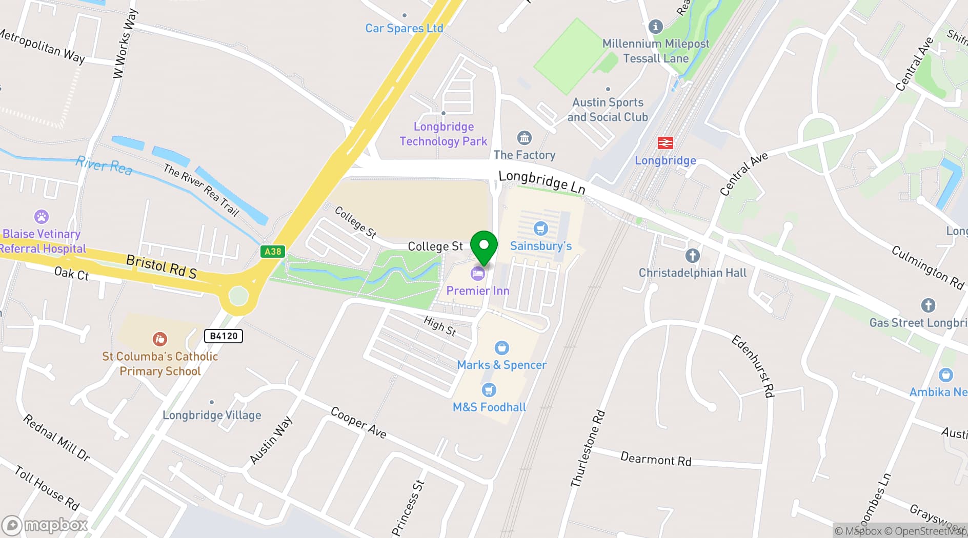 Map showing Beefeater Birmingham South
