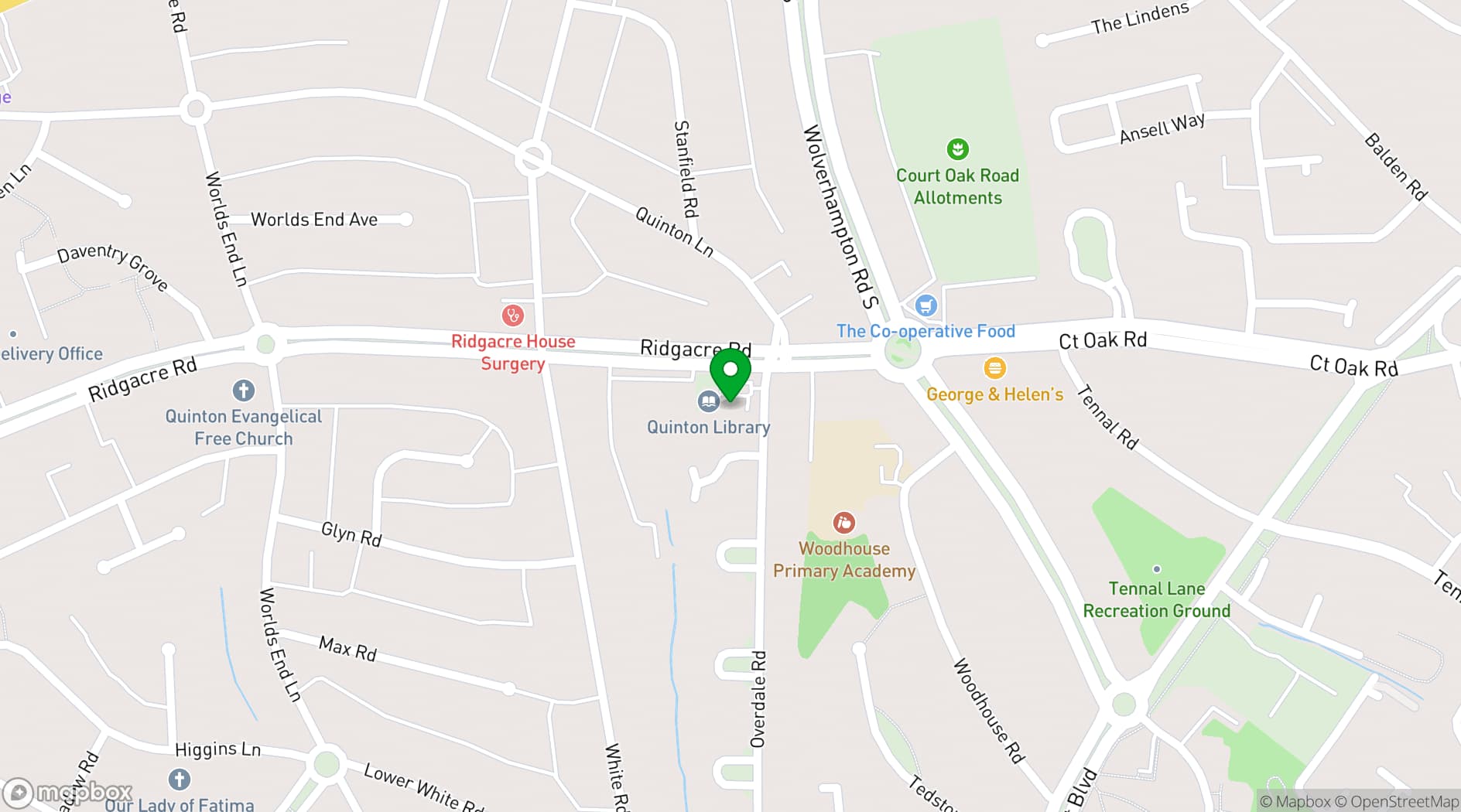 Map showing Quinborne Community Centre