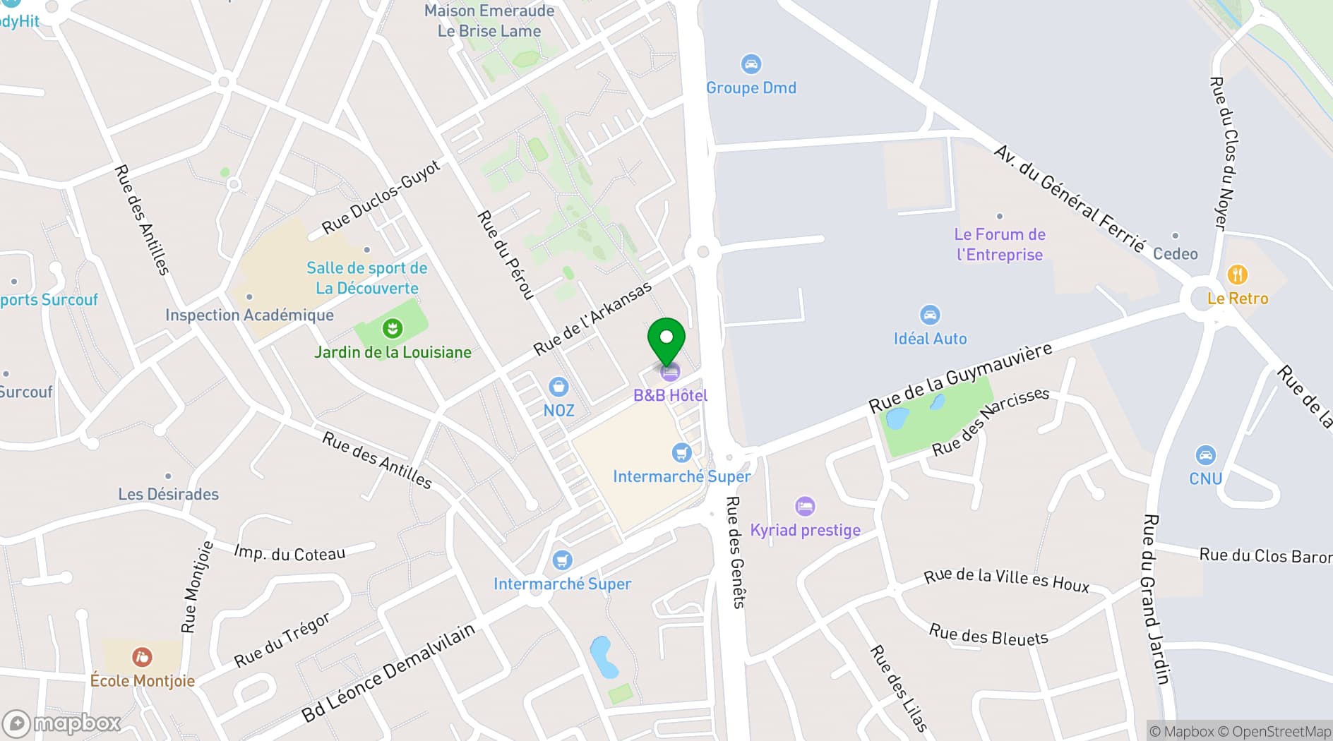 Map showing B&B HOTELS