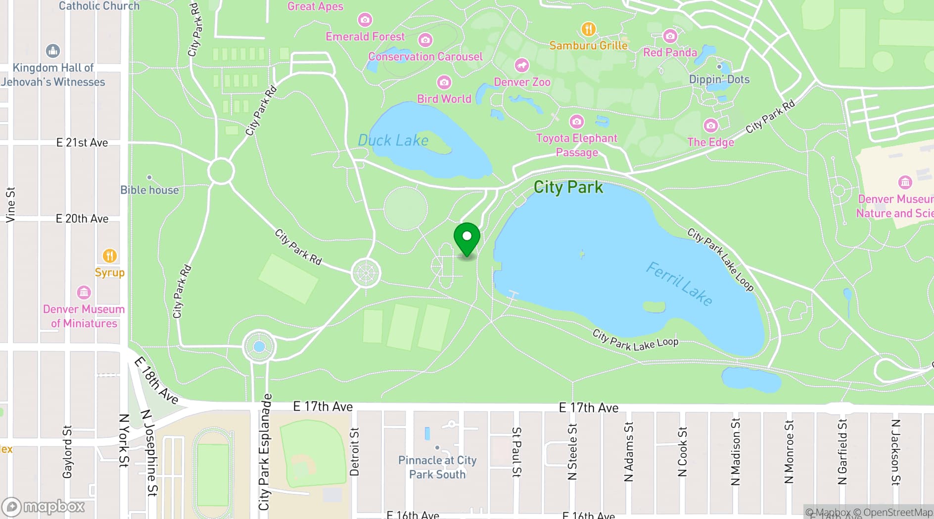 Map showing City Park Pavilion