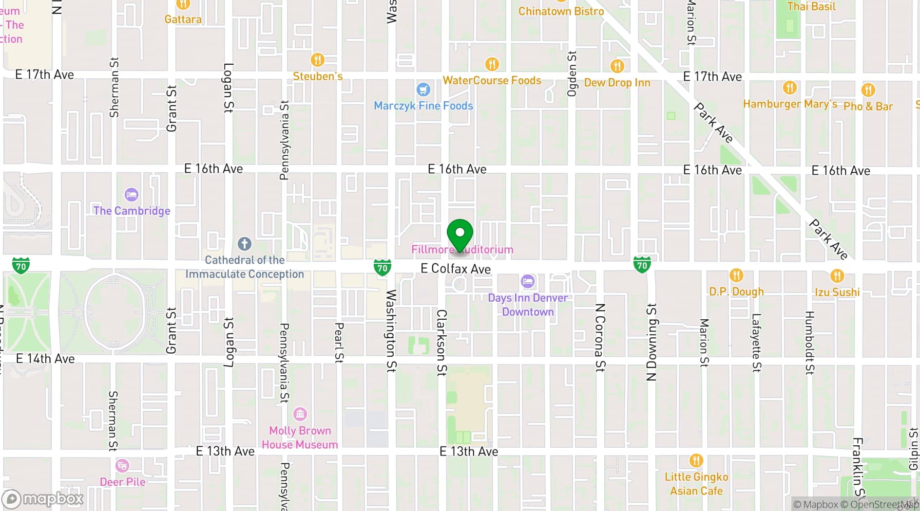Map showing Fillmore Auditorium