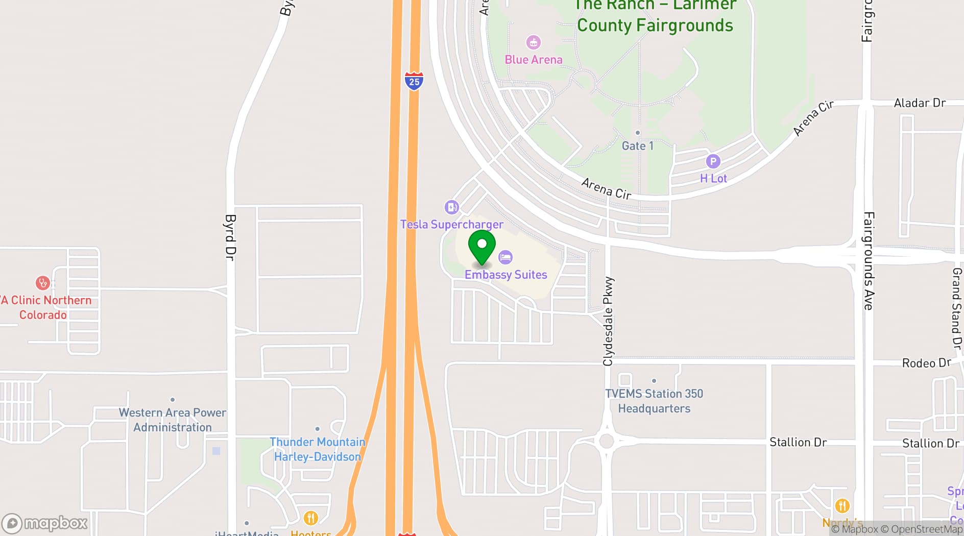 Map showing Embassy Suites Loveland Hotel & conference center