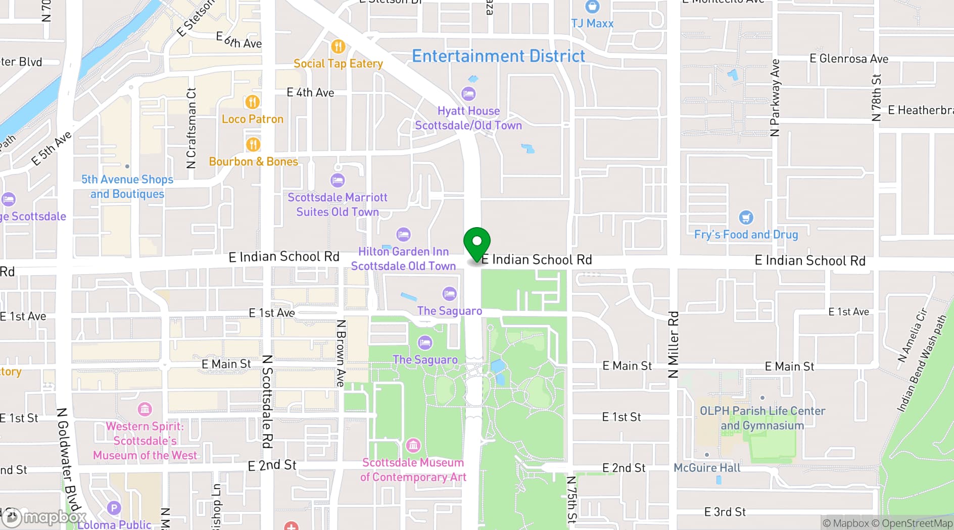 Map showing Mastro's Steakhouse and Ocean Club Seafood