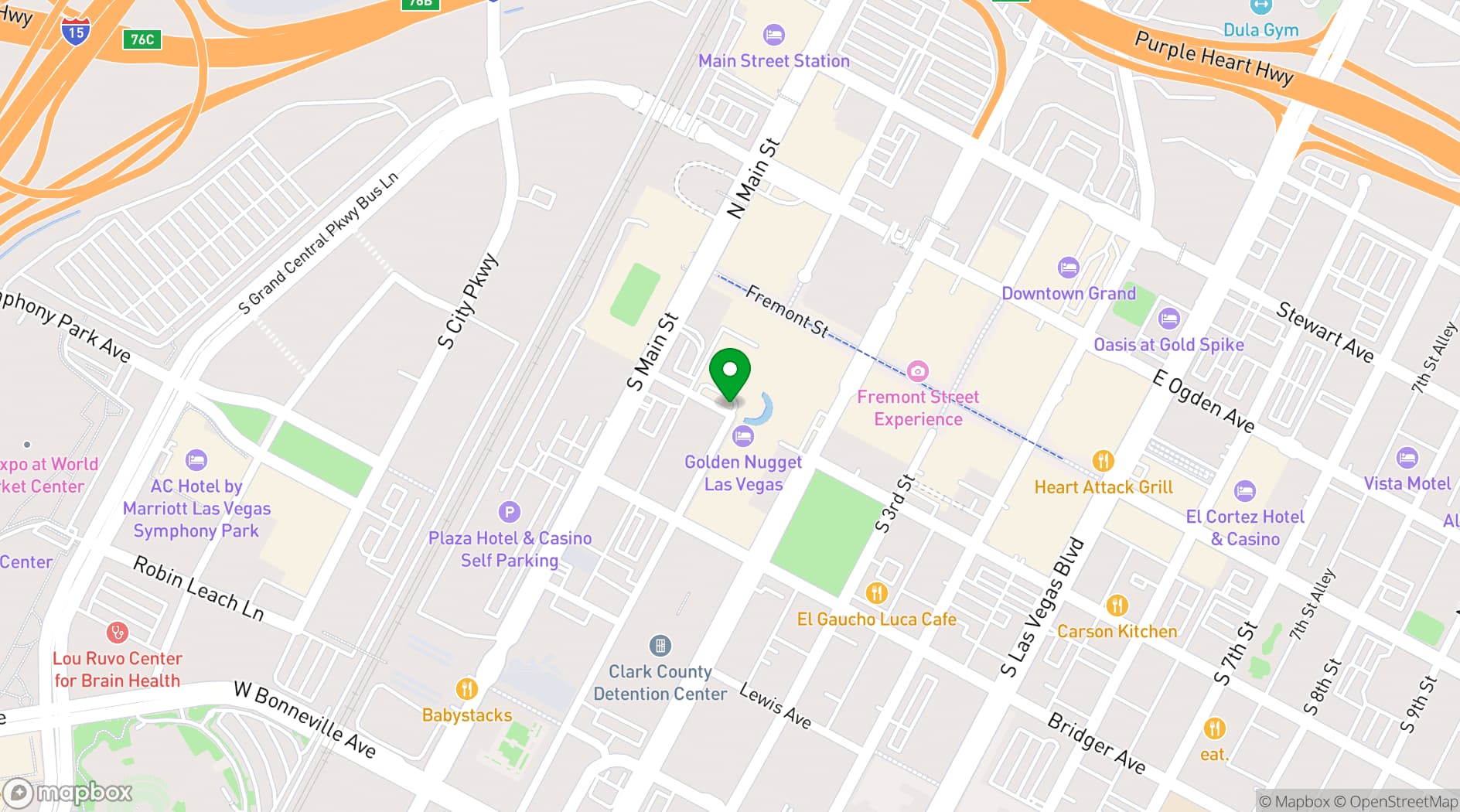 Map showing Golden Nugget Las Vegas