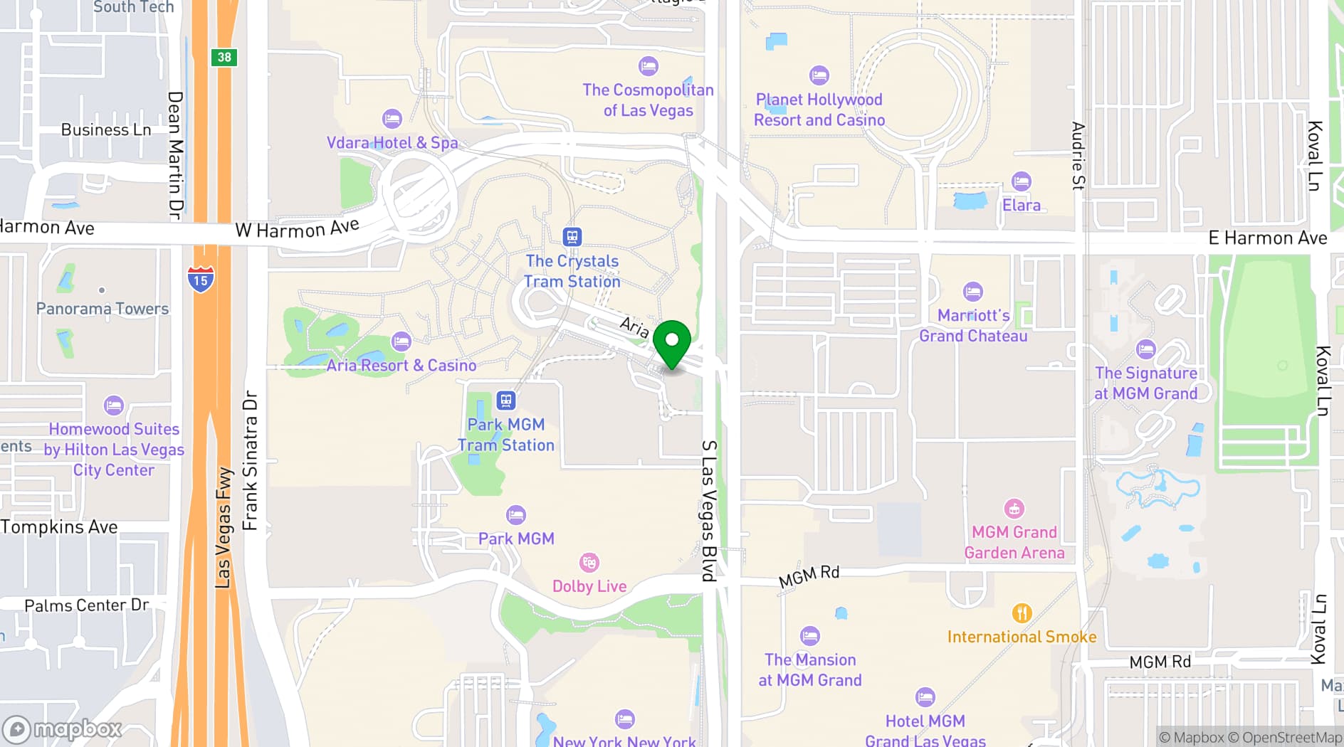 Map showing Waldorf Astoria Las Vegas
