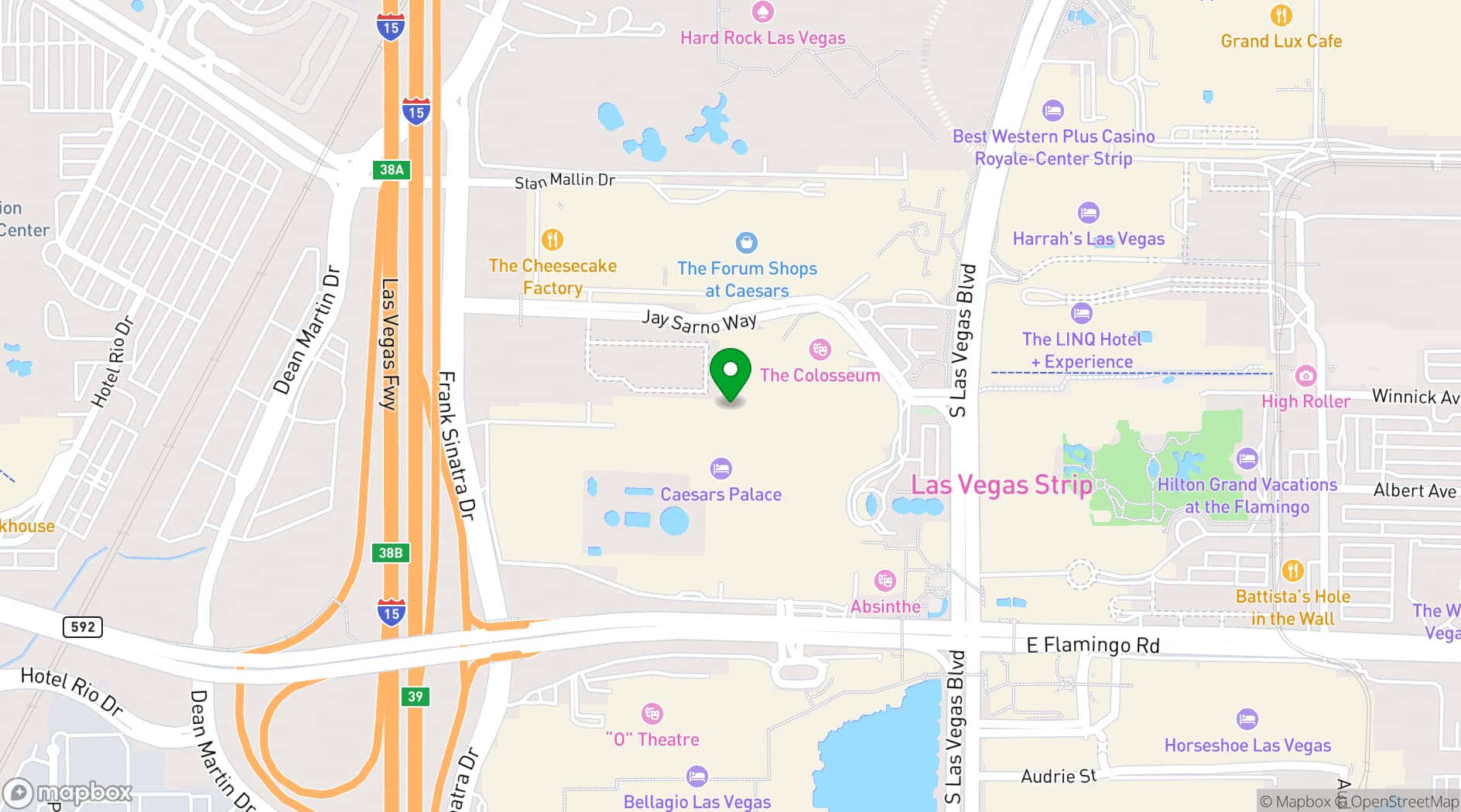 Map showing Wynn Las Vegas