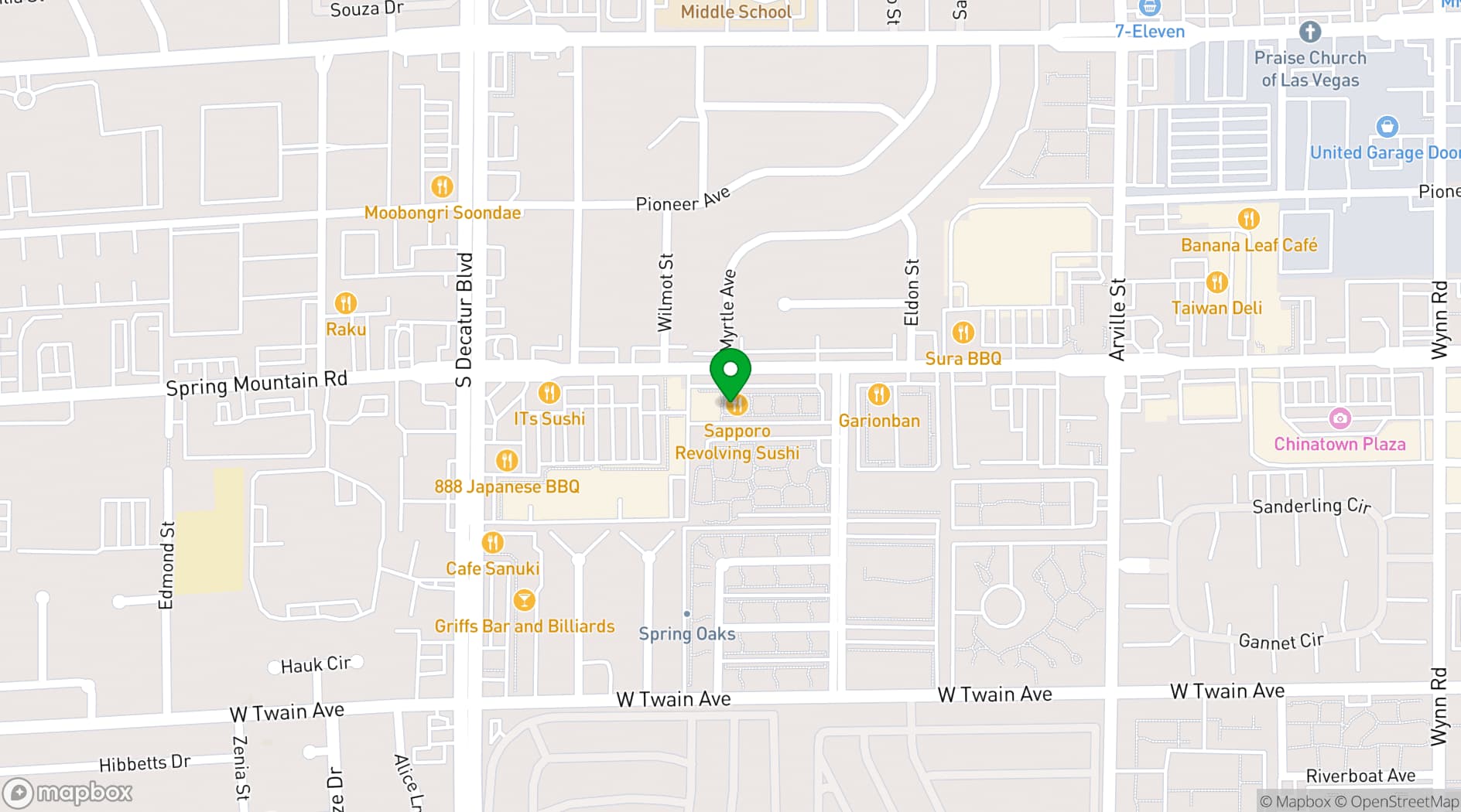 Map showing Sapporo Revolving Sushi