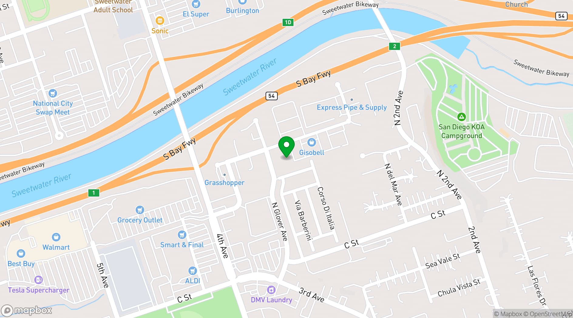 Map showing Sweetwater Rehearsal Studios