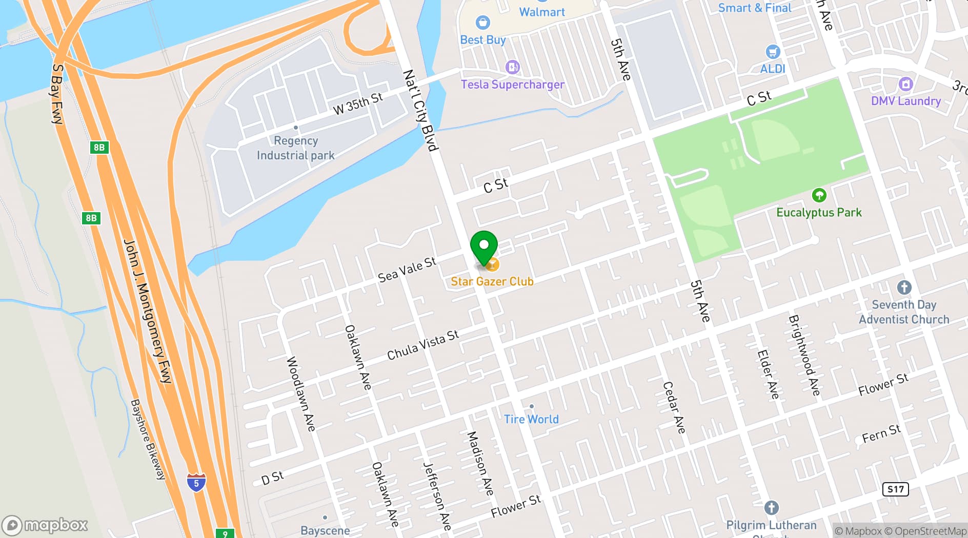 Map showing Star Gazer Club